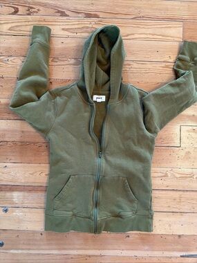Pact Olive Green Zip Up Sweatshirt Hooded XS Women’s Organic Cotton